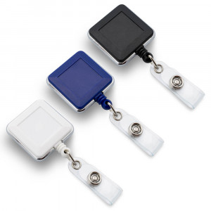 Брелок-ретрактор квадратный, с металлической отделкой Брелок-ретрактор квадратный, с металлической отделкой